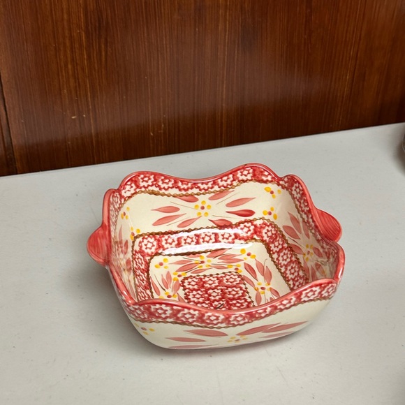 Temptations Old World Hand-Painted Floral Ceramic Bowl - Red and White - Picture 9 of 13